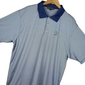 Peter Millar Men's Summer Comfort Polo Shirt Sz XXL Striped Golf Activewear Blue